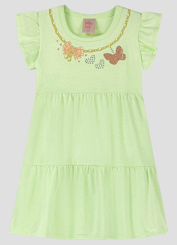 Kely Kety - Vestido em Malha Trabalhada Collor Verde