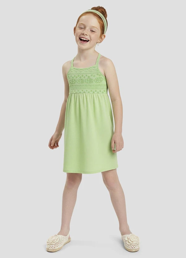 Kely Kety - Vestido em Malha Trabalhada Collor Verde