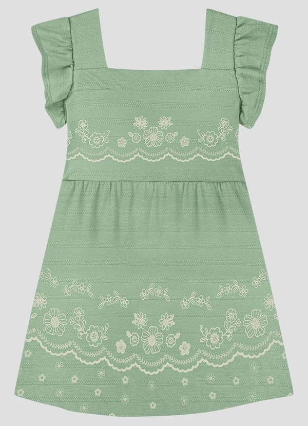 Kely Kety - Vestido em Malha Trabalhada Stripe Verde