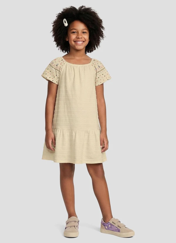 Kely Kety - Vestido em Malha Trabalhada Striped Bege