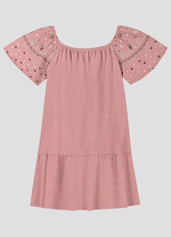 Kely Kety - Vestido em Malha Trabalhada Striped Rosa