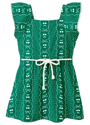 Brandili - Vestido em Meia Malha de Laços Verde - BRANDILI