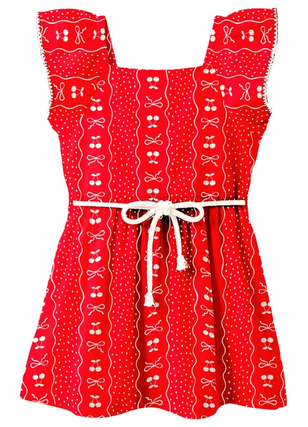 Brandili - Vestido em Meia Malha de Laços Vermelho
