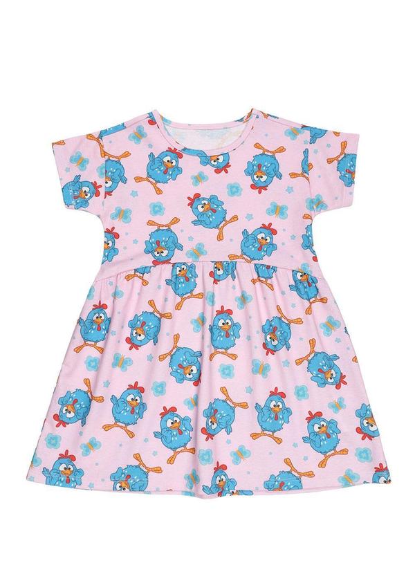 Galinha Pintadinha - Vestido em Meia Malha Galinha Pintadinha Rosa