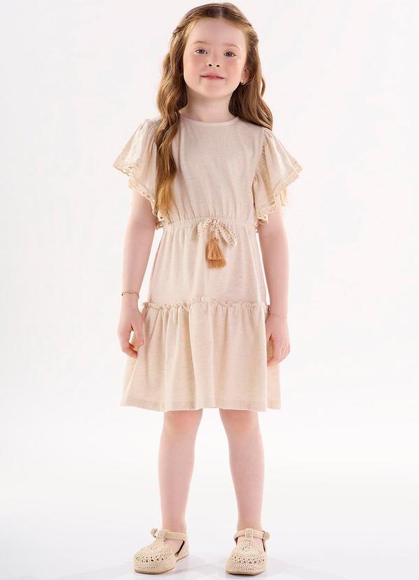 Up Baby - Vestido em Meia Malha Linho Bege