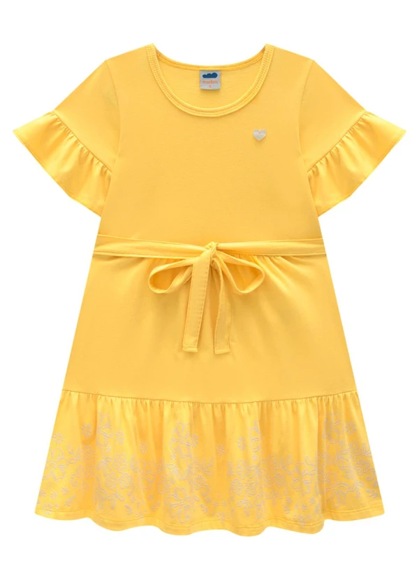 Marlan - Vestido em Meia Malha Penteada Amarelo