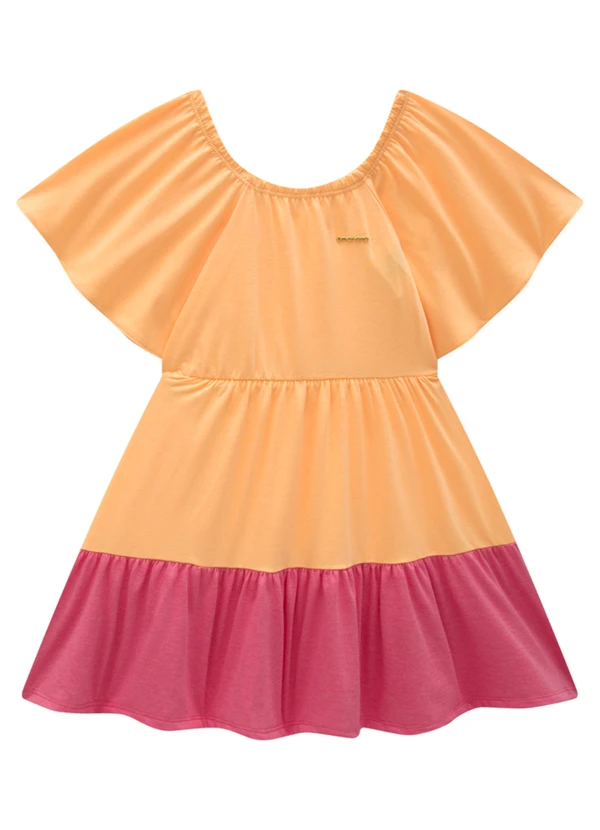 Marlan - Vestido em Meia Malha Penteada Laranja