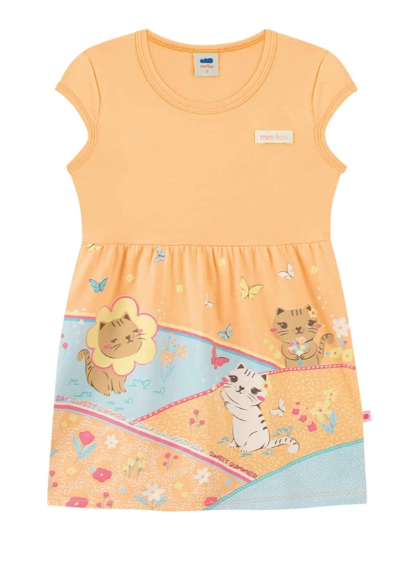 Marlan - Vestido em Meia Malha Penteada Laranja