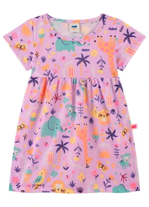 Marlan - Vestido em Meia Malha Penteada Menina Roxo - MARLAN