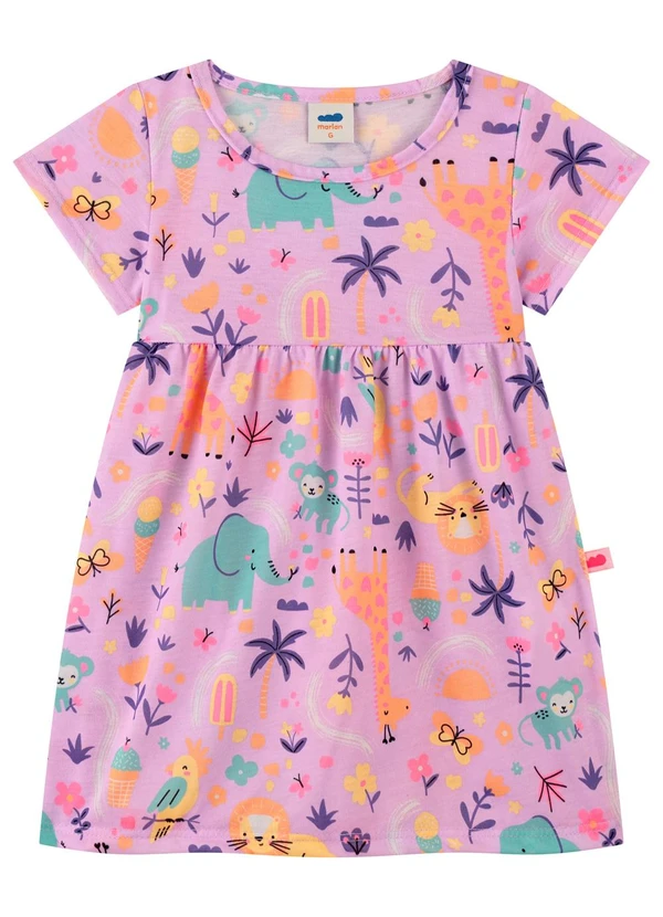 Marlan - Vestido em Meia Malha Penteada Menina Roxo