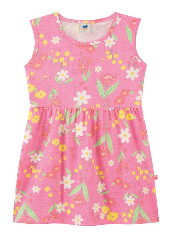 Marlan - Vestido em Meia Malha Toque de Flor Rosa