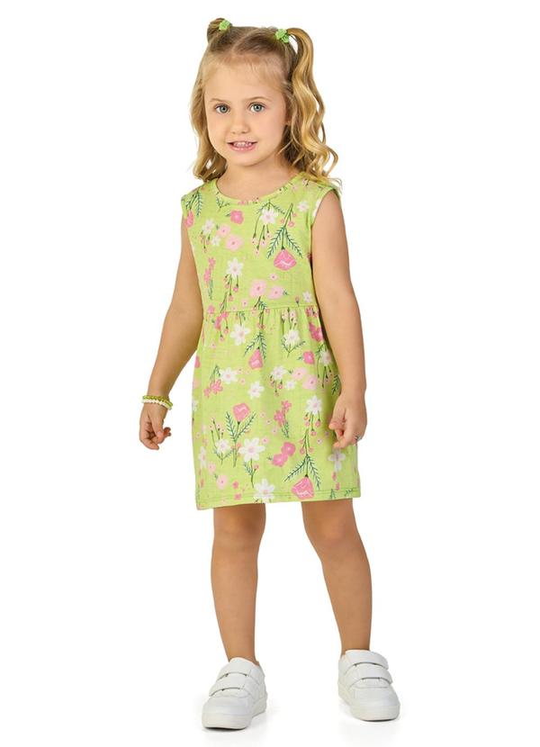 Marlan - Vestido em Meia Malha Toque de Flor Verde