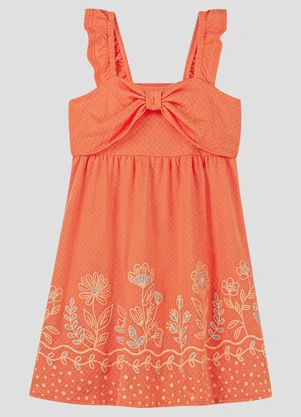 Kely Kety - Vestido em Meia Malha Trabalhada Hive Laranja - KELY KETY