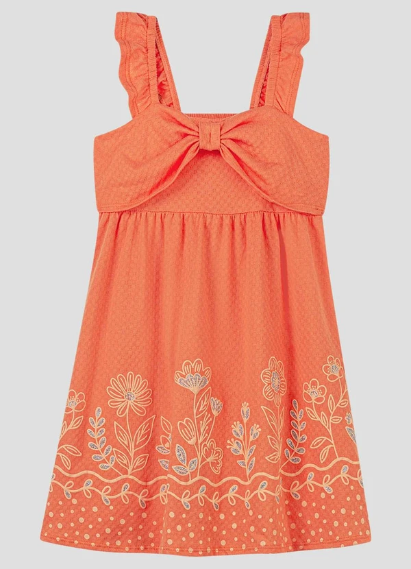 Kely Kety - Vestido em Meia Malha Trabalhada Hive Laranja