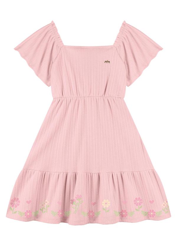Milli e Nina - Vestido em Moletinho Linho Rosa
