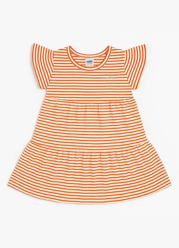 Marlan - Vestido em Moletinho Lurex e Cotton Laranja