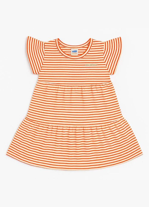 Marlan - Vestido em Moletinho Lurex e Cotton Laranja