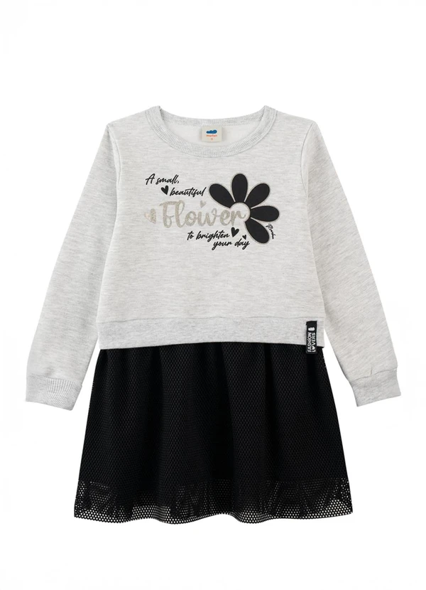 Marlan - Vestido em Moletom com Tela Esportiva Bege