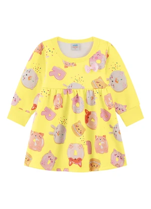 Marlan - Vestido em Moletom Felpado Fofodonuts Amarelo - MARLAN