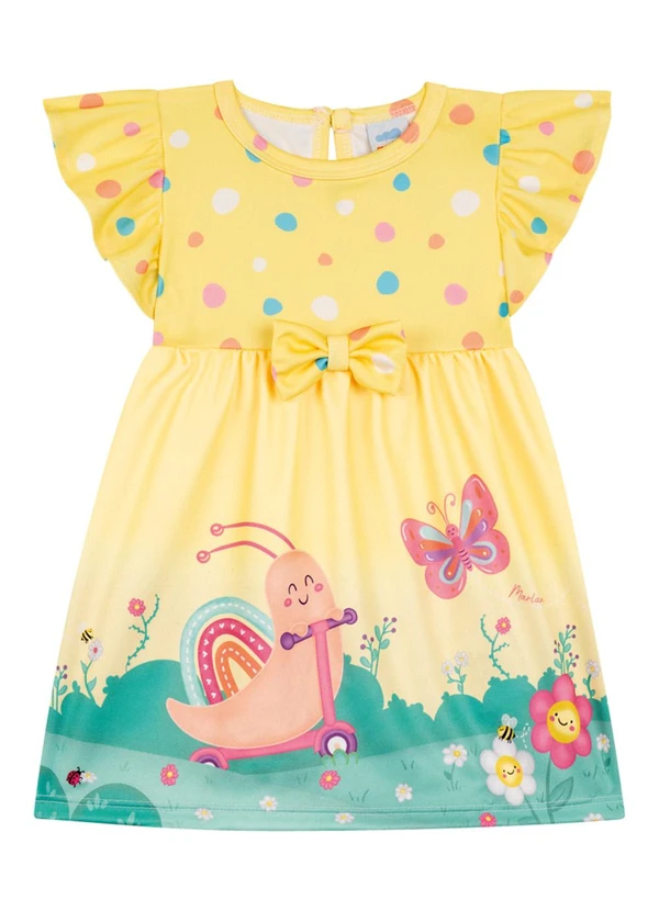 Marlan - Vestido em Newtech Confeti e Liso Amarelo