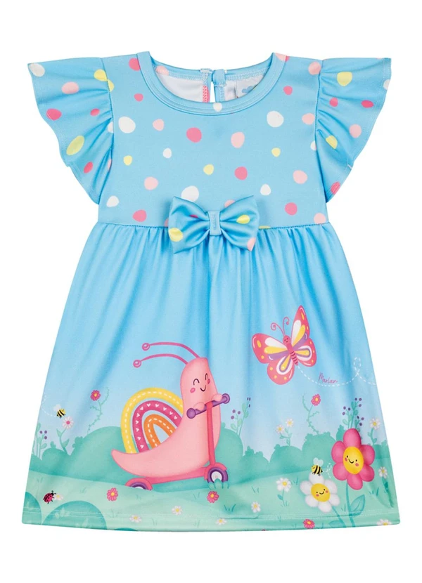 Marlan - Vestido em Newtech Confeti e Newtech Liso Azul 2