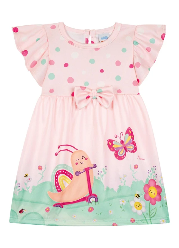 Marlan - Vestido em Newtech Confeti e Newtech Liso Rosa
