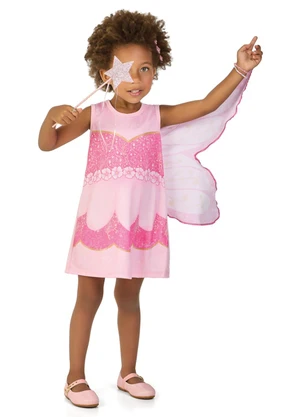 Marlan - Vestido em Newtech e Asas em Microfibra Rosa - MARLAN