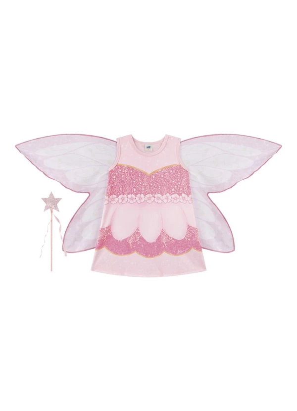 Marlan - Vestido em Newtech e Asas em Microfibra Rosa 3