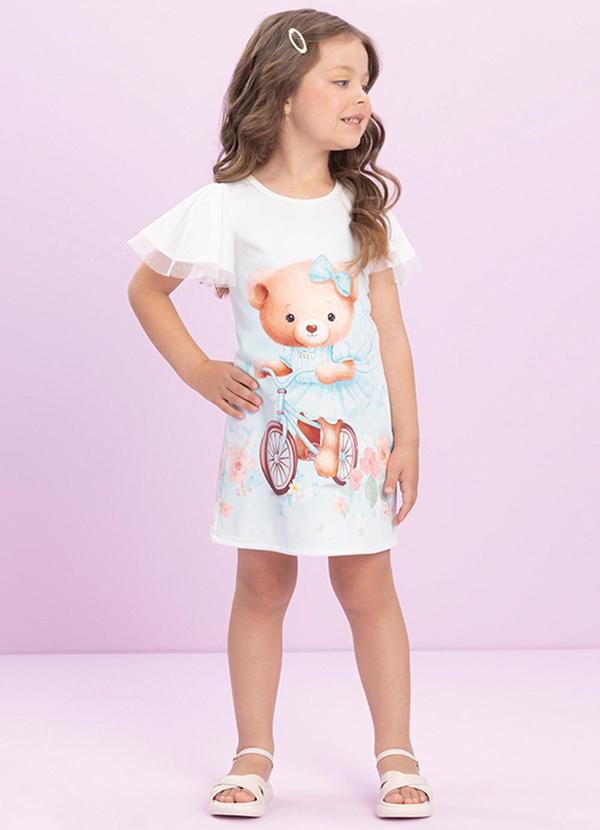 Milli e Nina - Vestido em Newtech e Tule Azul