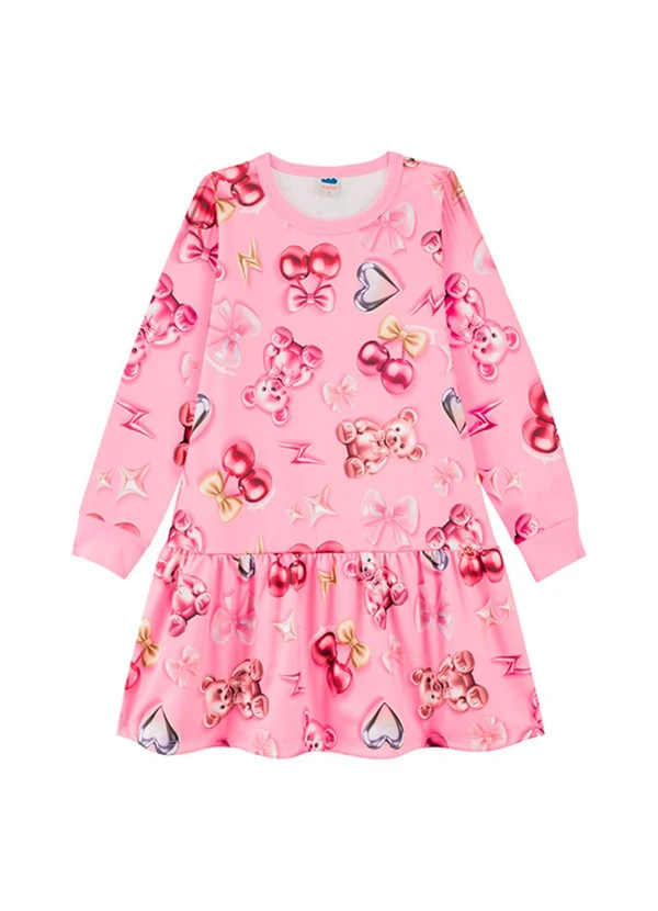Marlan - Vestido em Newtech Felpado Glam Pop Rosa