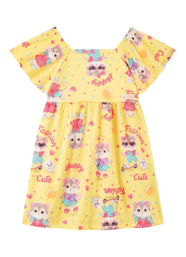 Marlan - Vestido em Newtech Gatinhas Fashion Amarelo 2