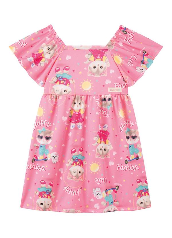 Marlan - Vestido em Newtech Gatinhas Fashion Rosa