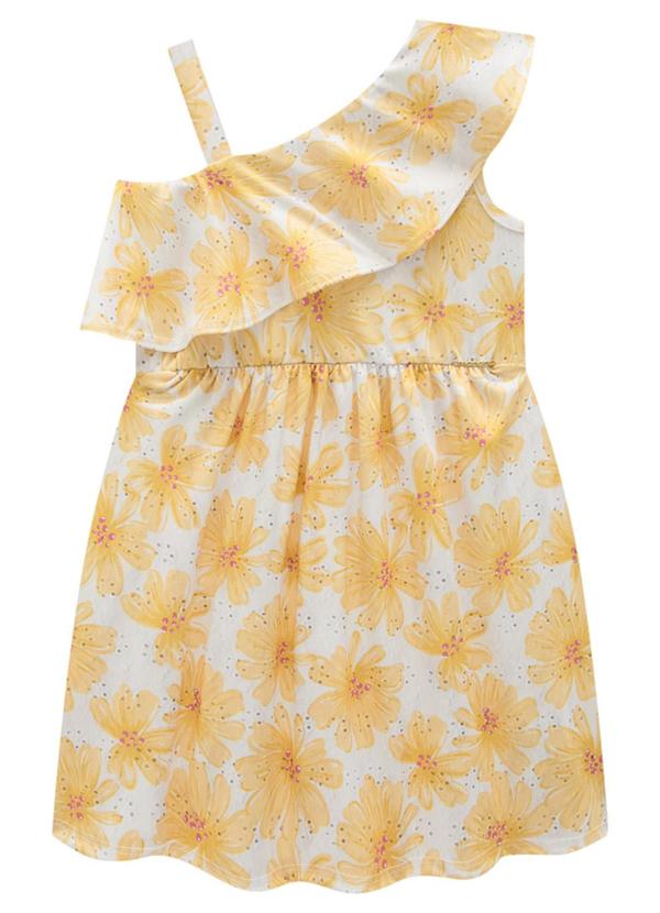 Marlan - Vestido em Newtech Maxi Flower Amarelo