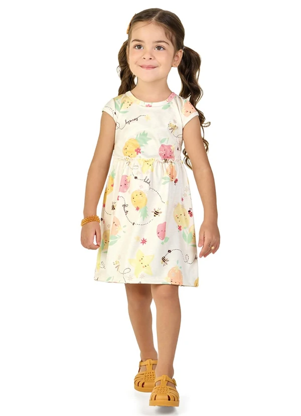 Marlan - Vestido em Newtech Salada de Frutas Bege