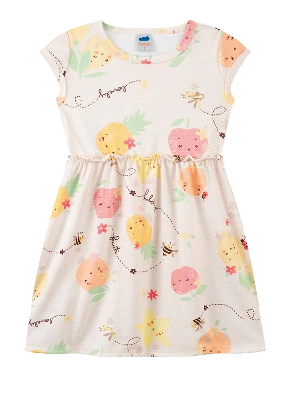 Marlan - Vestido em Newtech Salada de Frutas Bege 2