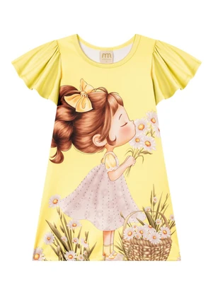 Milli e Nina - Vestido em Newtech Texturizada Amarelo - MILLI E NINA