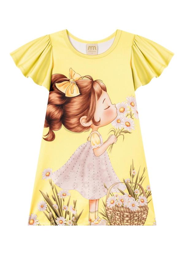 Milli e Nina - Vestido em Newtech Texturizada Amarelo 2