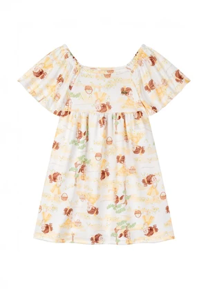 Milli e Nina - Vestido em Newtech Texturizada Amarelo - MILLI E NINA