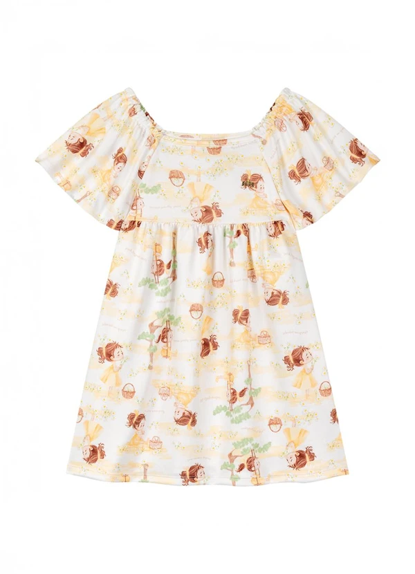 Milli e Nina - Vestido em Newtech Texturizada Amarelo 2