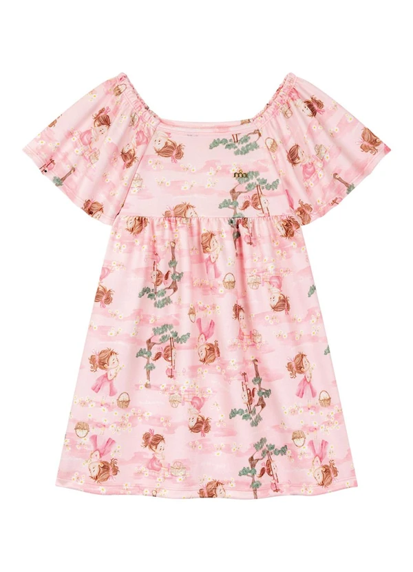 Milli e Nina - Vestido em Newtech Texturizada Rosa