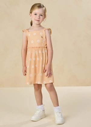 Milli e Nina - Vestido em Newtech Texturizado  Amarelo - MILLI E NINA