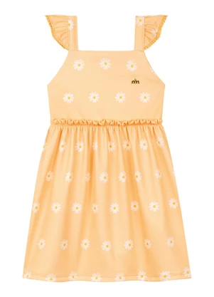 Milli e Nina - Vestido em Newtech Texturizado  Amarelo - MILLI E NINA