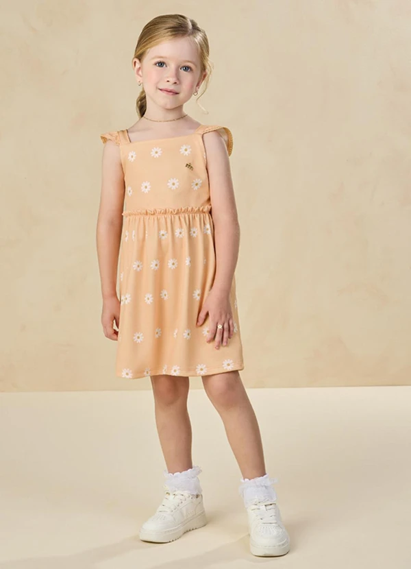 Milli e Nina - Vestido em Newtech Texturizado Amarelo 1