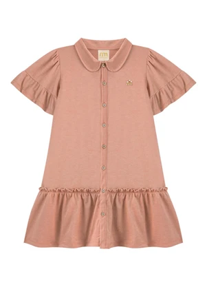 Milli e Nina - Vestido em Piquet Vintage Marrom - MILLI E NINA