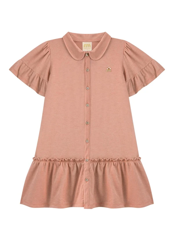 Milli e Nina - Vestido em Piquet Vintage Marrom