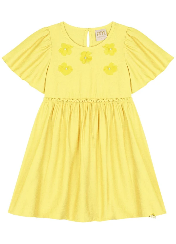 Milli e Nina - Vestido em Poliamida Rajada Amarelo 2