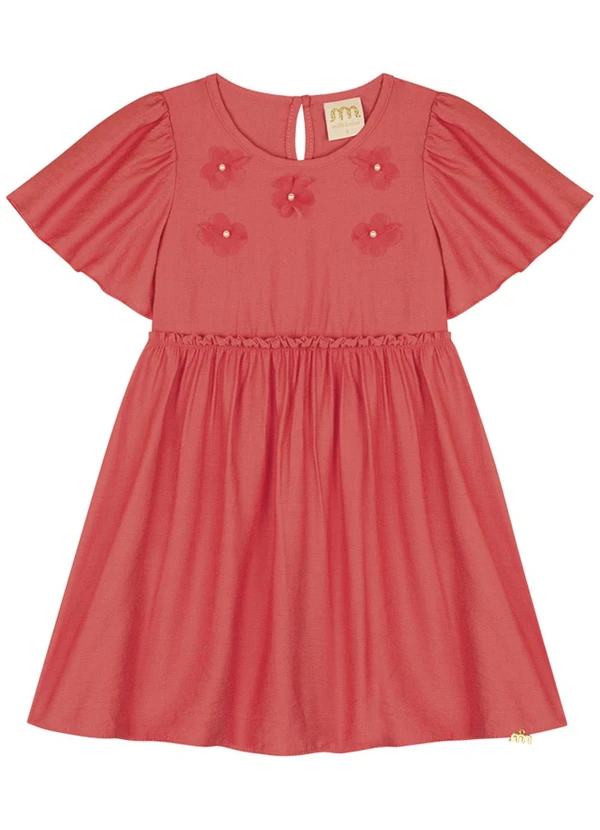 Milli e Nina - Vestido em Poliamida Rajada Vermelho