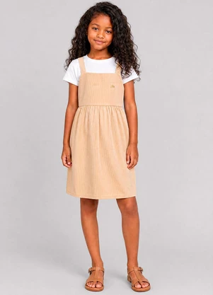 Milli e Nina - Vestido em Tecido Hawaii Listrado Amarelo - MILLI E NINA