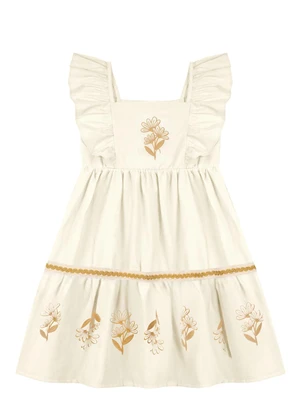 Milli e Nina - Vestido em Tecido Plano Cielo Bege - MILLI E NINA