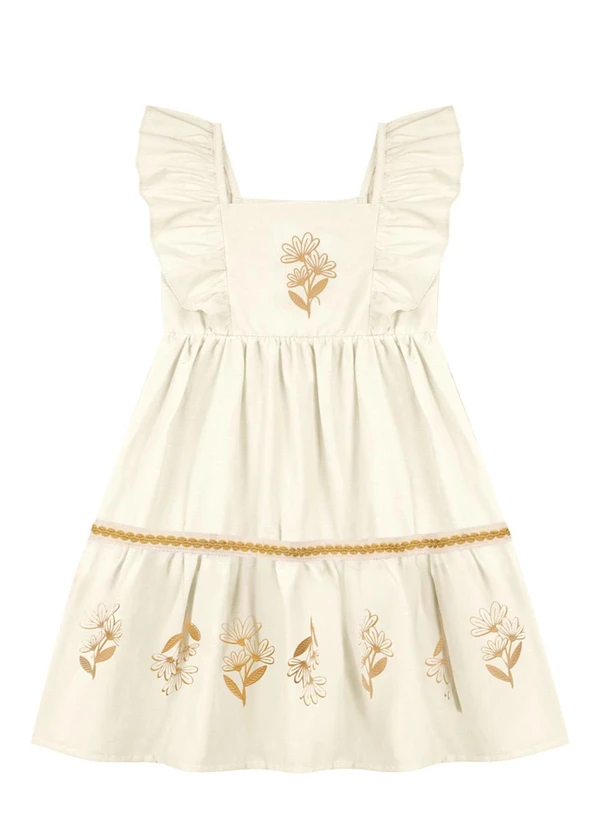 Milli e Nina - Vestido em Tecido Plano Cielo Bege